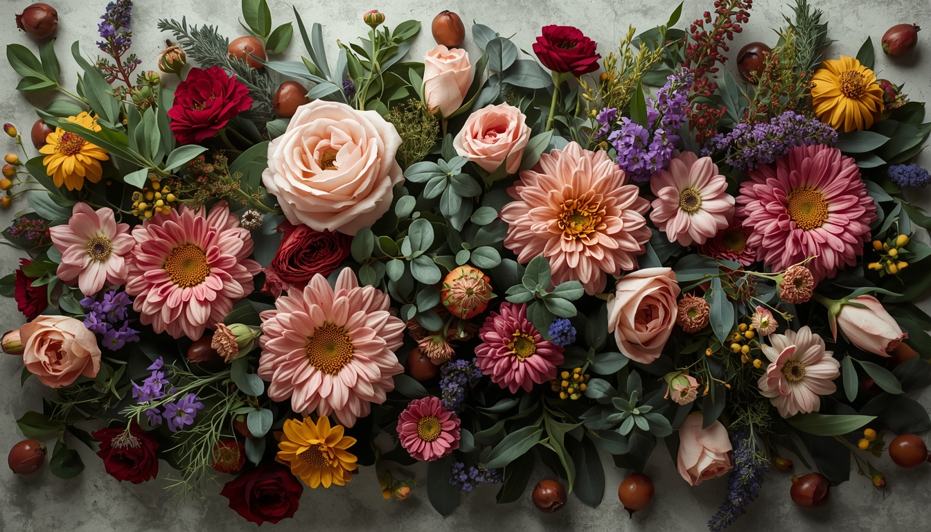 Ekskluzivna cvetlična aranžma z rožami in zelišči